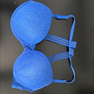 Victoria's Secret Royal Blue Lace Push-Up Bra with Strappy Back